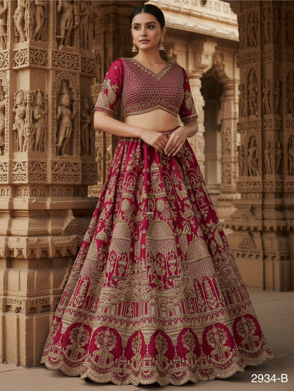 Pink Pure Soft Heavy Silk Khatali Work Bridal Lehenga Choli Wedding Lehenga Choli Anant Tex Exports Pvt.Ltd..