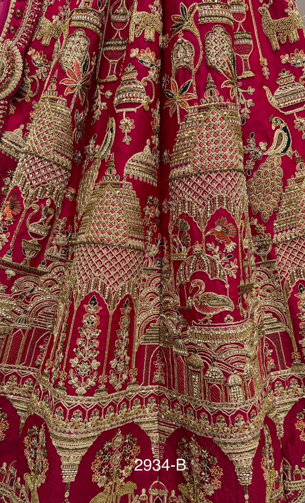 Pink Pure Soft Heavy Silk Khatali Work Bridal Lehenga Choli