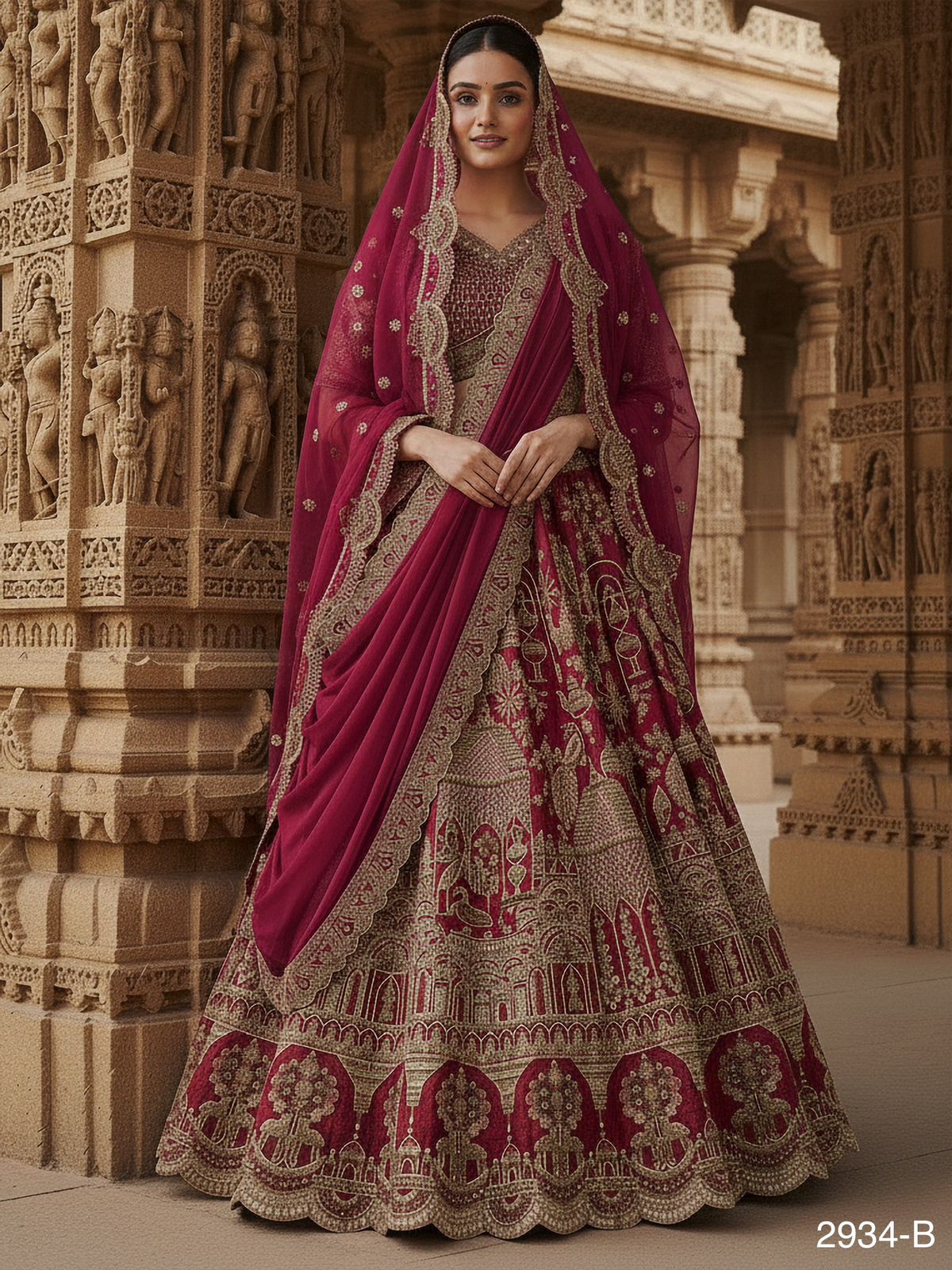 Pink Pure Soft Heavy Silk Khatali Work Bridal Lehenga Choli