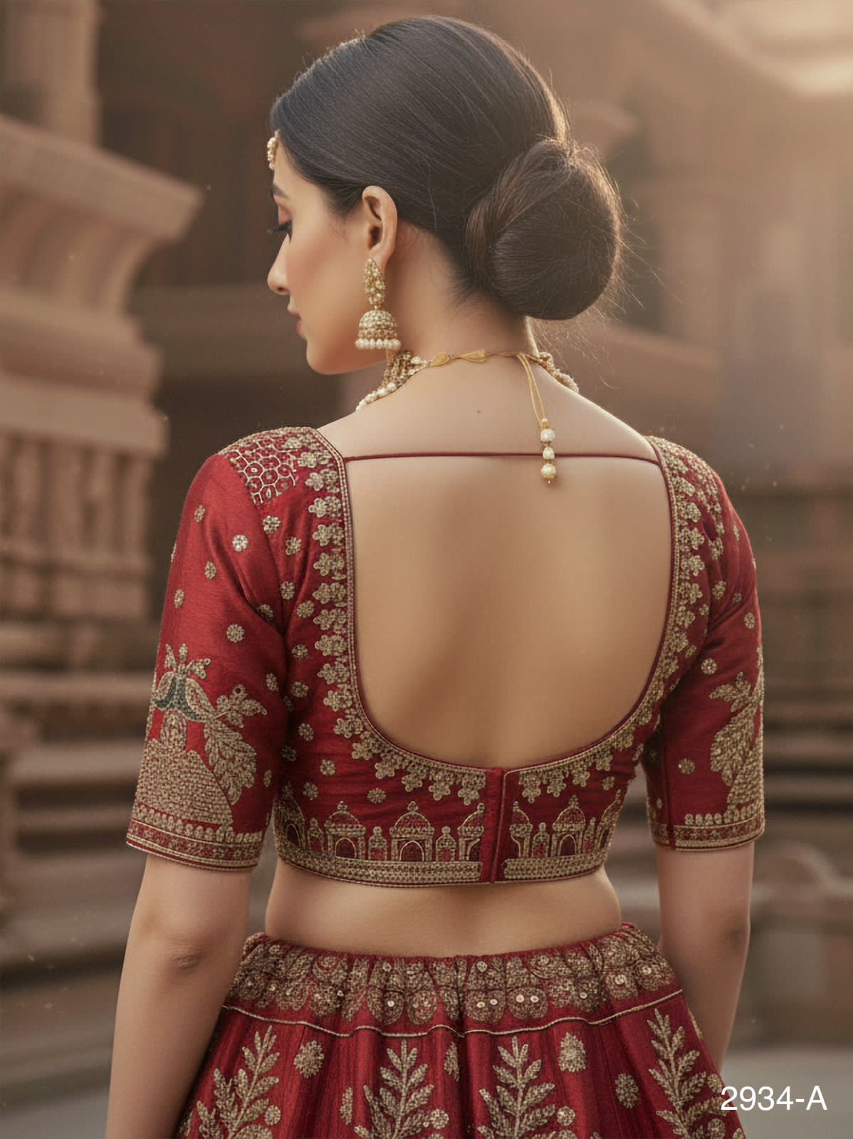 Red Pure Soft Heavy Silk Khatali Work Bridal Lehenga Choli