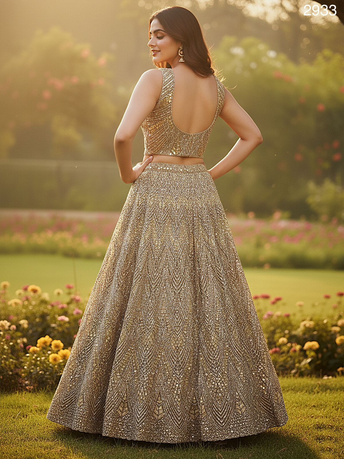 Golden Pure Soft Net Heavy Embroidery Work Bridal Lehenga