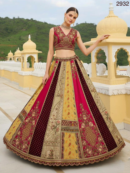 Multicolour Pure Soft Heavy Silk Real Mirror Work Bridal Lehenga Choli Wedding Lehenga Choli Anant Tex Exports Pvt.Ltd..