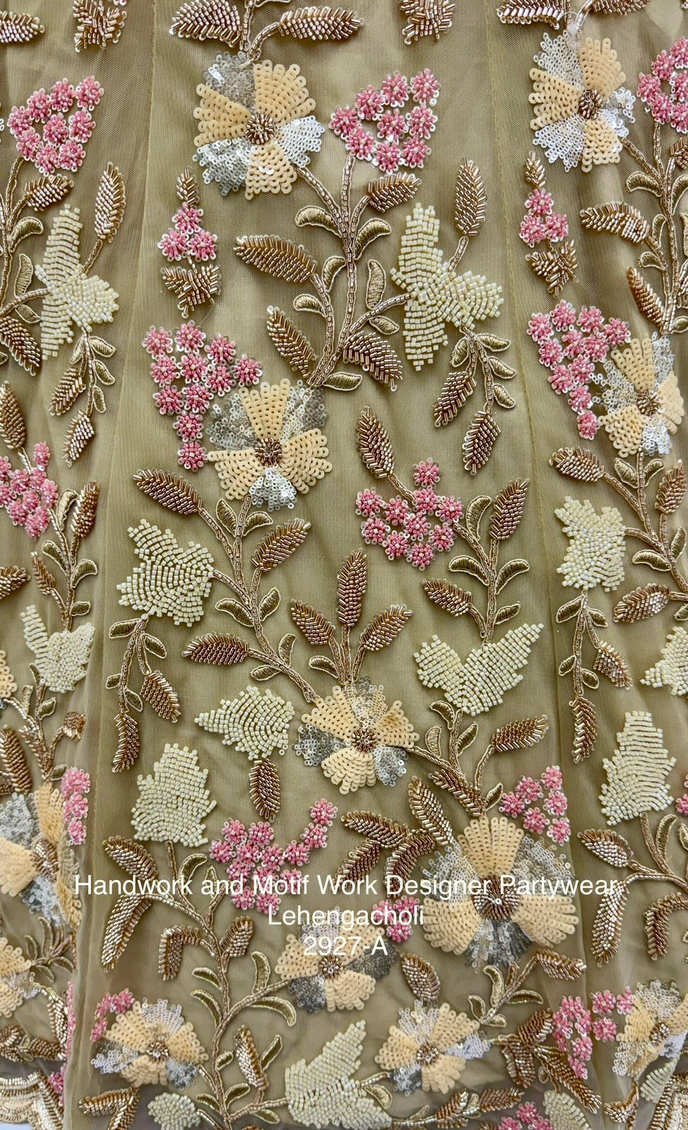 Golden Pure Soft Net Heavy Embroidery Work Bridal Lehenga