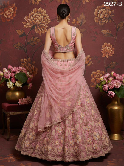 Pink Pure Soft Net Heavy Embroidery Work Bridal Lehenga Bridal Lehenga Anant Tex Exports Pvt.Ltd..