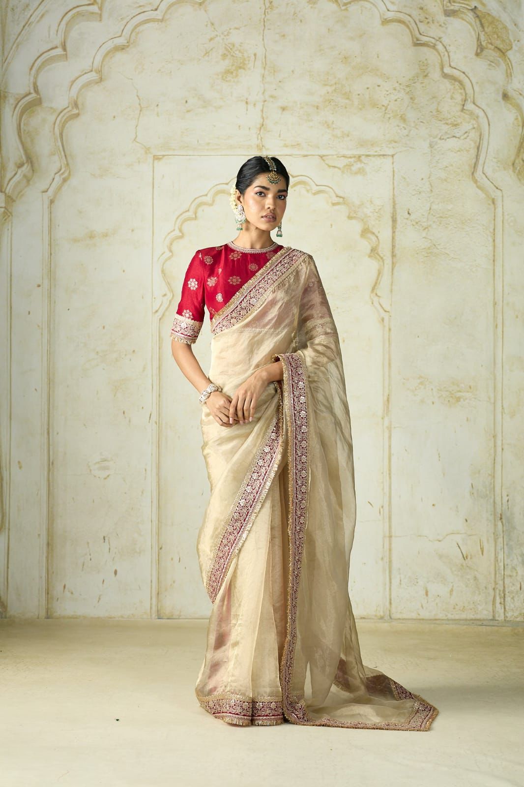Golden Pure Soft Twill Net Saree