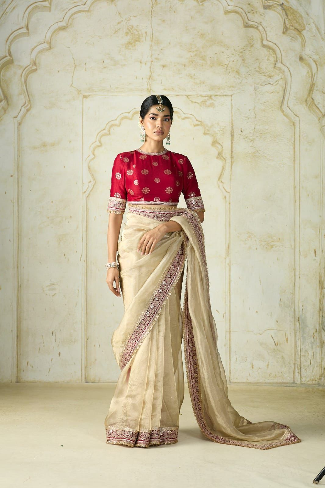 Golden Pure Soft Twill Net Saree