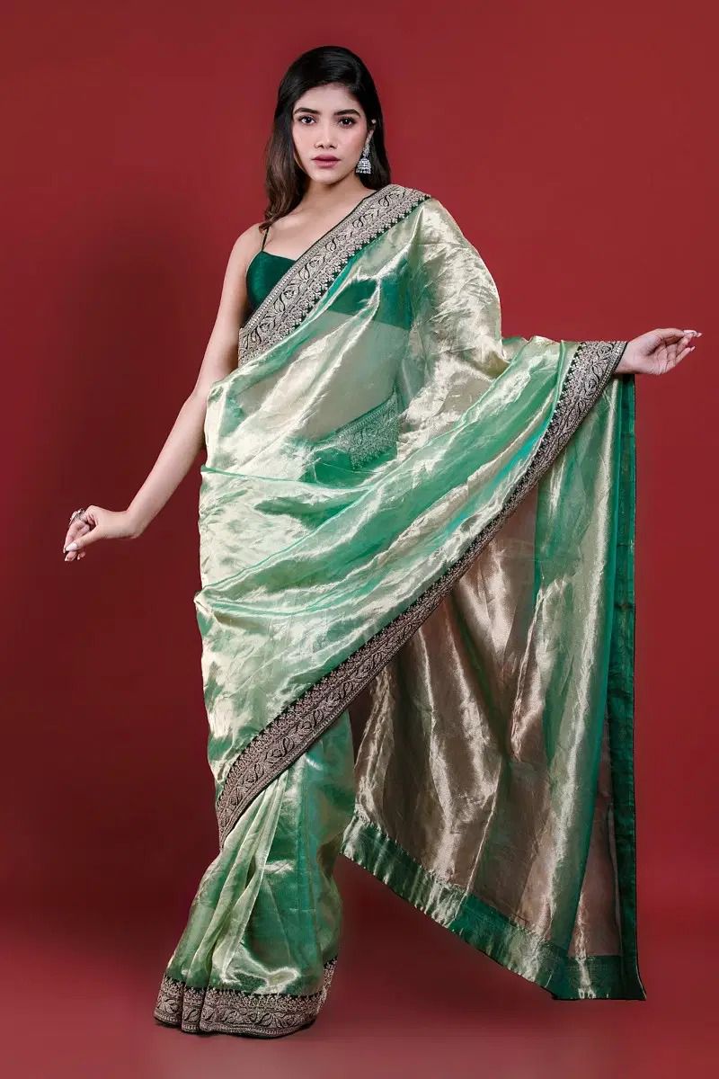 Green Pure Soft Royal Tissue Silk Saree