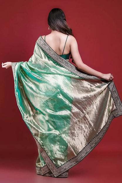 Green Pure Soft Royal Tissue Silk Saree Tissue Saree Anant Tex Exports Pvt.Ltd..