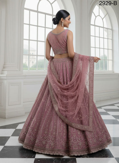 Pink Pure Soft Net Heavy Embroidery Work Bridal Lehenga Bridal Lehenga Anant Tex Exports Pvt.Ltd..