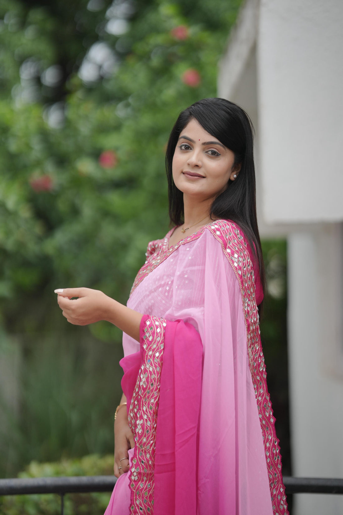 Pink Pure Soft Heavy Faux Georgatte Saree Georgette Saree Anant Tex Exports Pvt.Ltd..