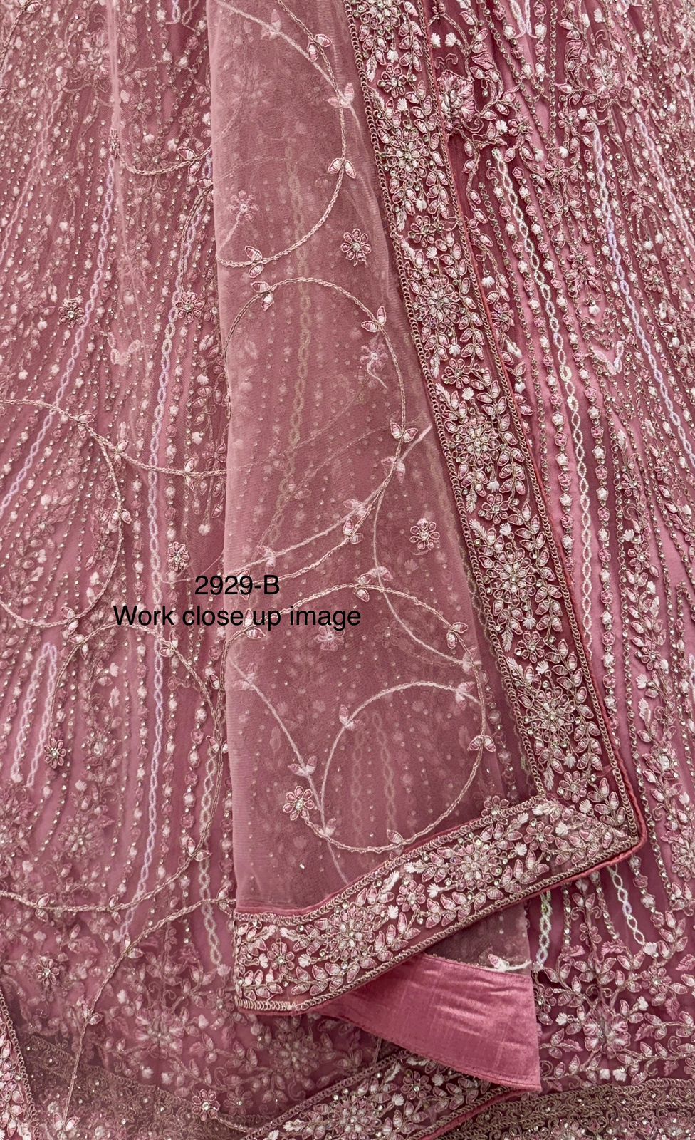 Pink Pure Soft Net Heavy Embroidery Work Bridal Lehenga