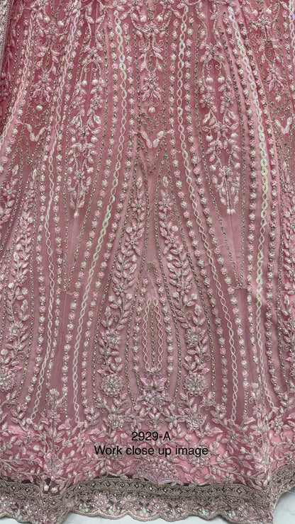 Pink Pure Soft Net Heavy Embroidery Work Bridal Lehenga Bridal Lehenga Anant Tex Exports Pvt.Ltd..