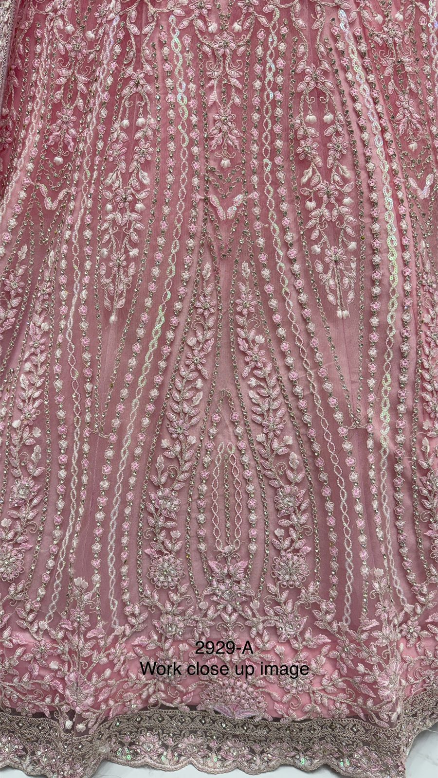 Pink Pure Soft Net Heavy Embroidery Work Bridal Lehenga