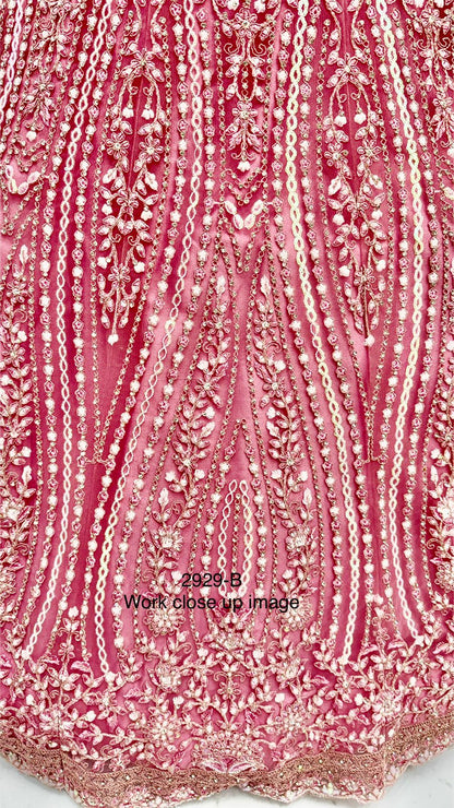 Pink Pure Soft Net Heavy Embroidery Work Bridal Lehenga Bridal Lehenga Anant Tex Exports Pvt.Ltd..