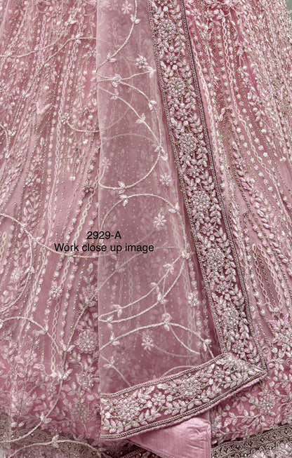 Pink Pure Soft Net Heavy Embroidery Work Bridal Lehenga Bridal Lehenga Anant Tex Exports Pvt.Ltd..