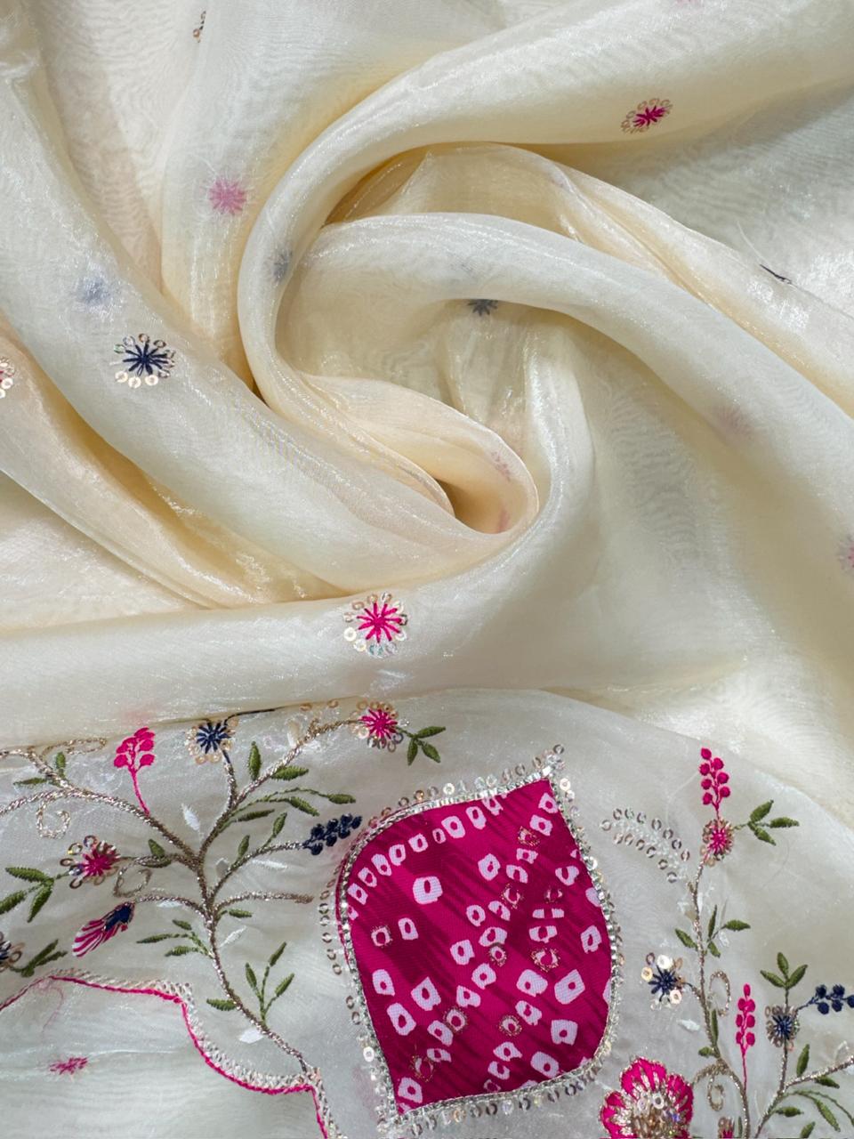 Cream Pure Soft Tissue Silk Saree Tissue Saree Anant Tex Exports Pvt.Ltd..