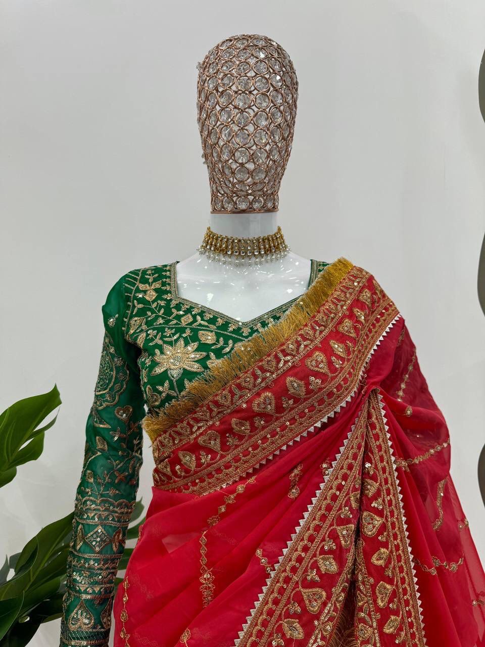 Red Pure Soft Organza Silk Heavy Embroidery Work Organza Saree Organza Saree Anant Tex Exports Pvt.Ltd..