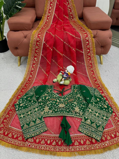 Red Pure Soft Organza Silk Heavy Embroidery Work Organza Saree Organza Saree Anant Tex Exports Pvt.Ltd..