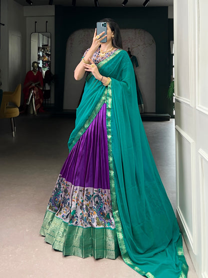 Purple Pure Aastha Silk Printed Weaving Lehenga Choli Chaniya Choli Anant Tex Exports Pvt.Ltd..