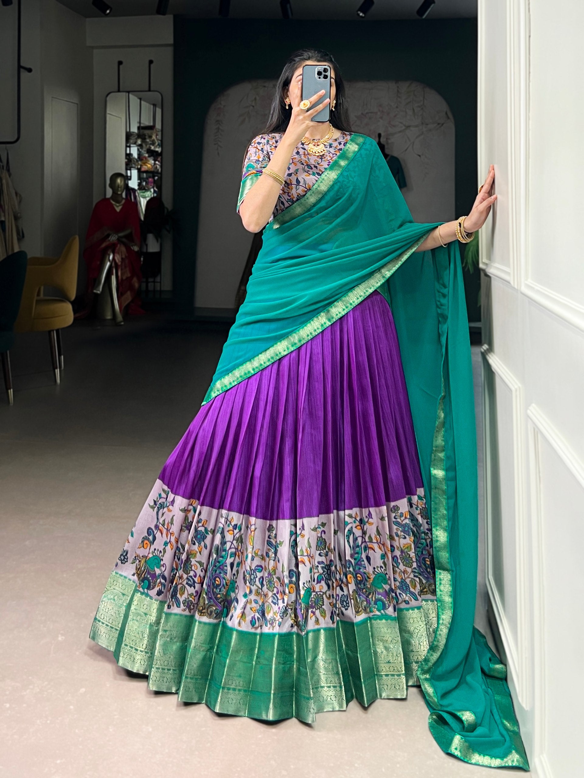 Purple Pure Aastha Silk Printed Weaving Lehenga Choli Chaniya Choli Anant Tex Exports Pvt.Ltd..