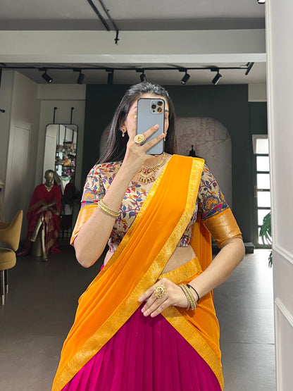 Pink Pure Aastha Silk Printed Weaving Lehenga Choli Chaniya Choli Anant Tex Exports Pvt.Ltd..