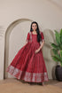 Red Pure Soft Silk Blend Weaving Anarkali Gown Anarkali Gown Anant Tex Exports Pvt.Ltd..