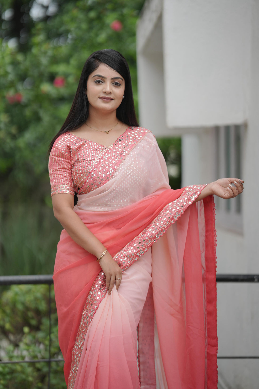 Red Pure Soft Heavy Faux Georgatte Saree Georgette Saree Anant Tex Exports Pvt.Ltd..