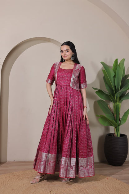Rani Pure Soft Silk Blend Weaving Anarkali Gown Anarkali Gown Anant Tex Exports Pvt.Ltd..