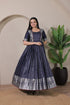 Navy Blue Pure Soft Silk Blend Weaving Anarkali Gown Anarkali Gown Anant Tex Exports Pvt.Ltd..