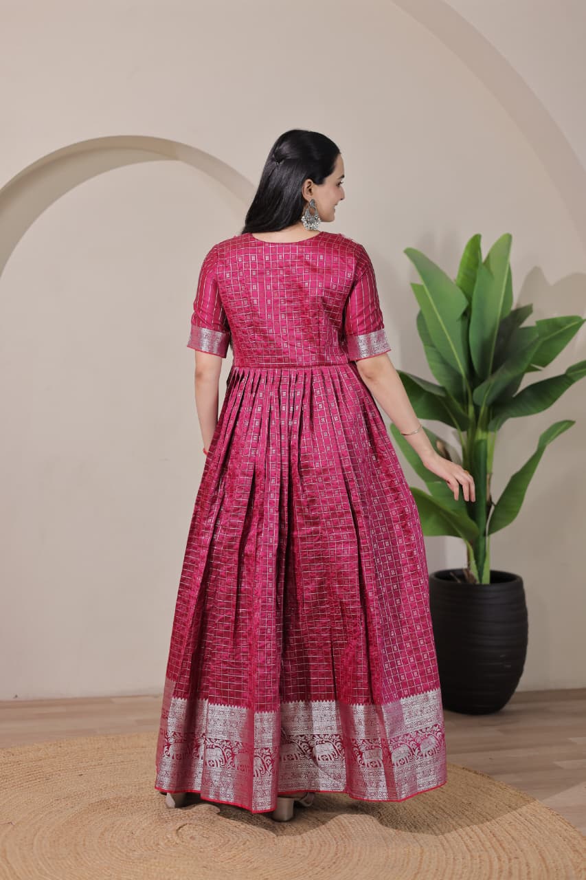 Rani Pure Soft Silk Blend Weaving Anarkali Gown
