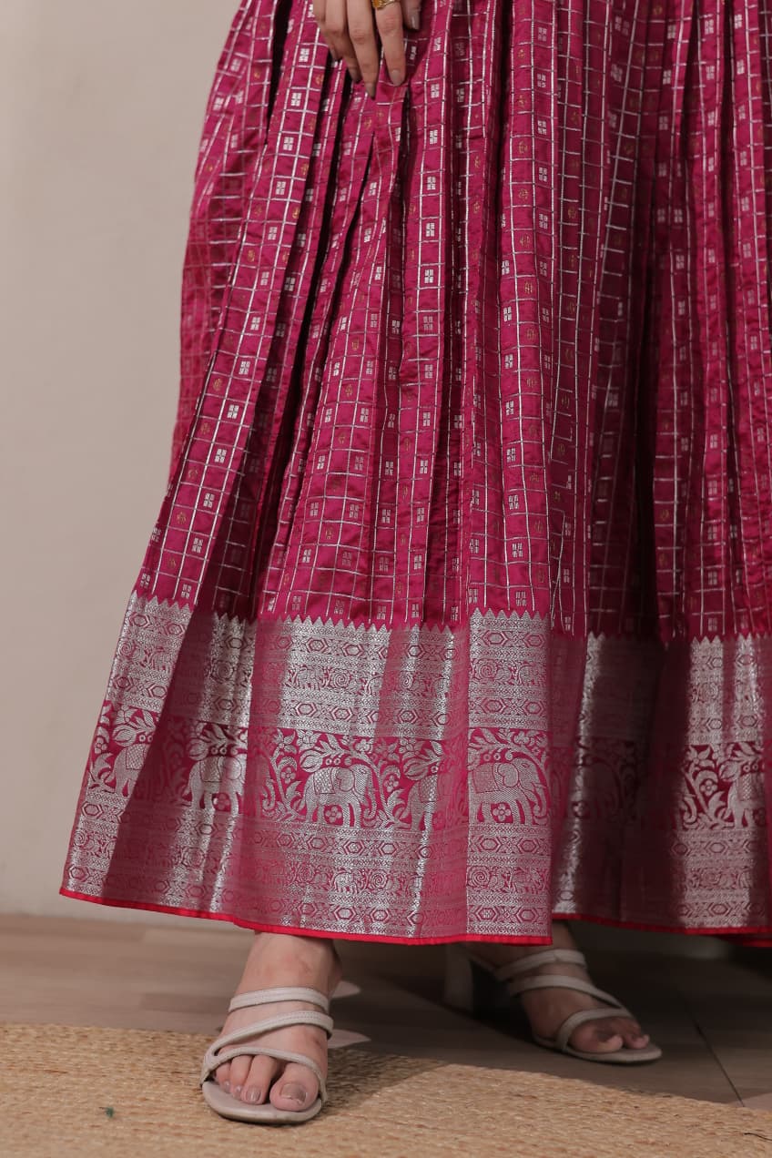Rani Pure Soft Silk Blend Weaving Anarkali Gown Anarkali Gown Anant Tex Exports Pvt.Ltd..