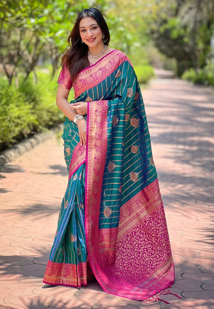 Green Soft Silk Zari Woven Patola Banarasi Saree