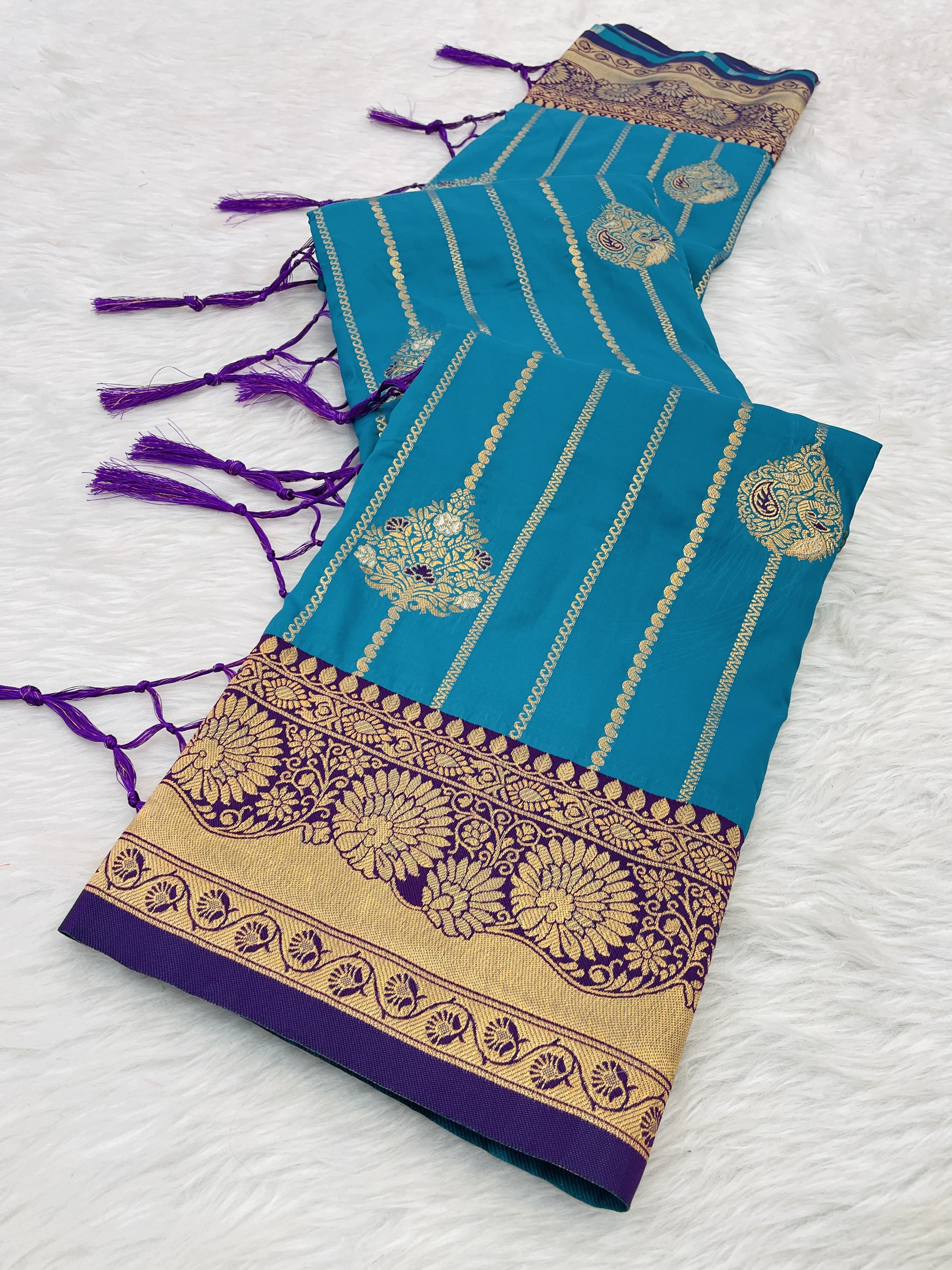 Sky Blue Soft Silk Zari Woven Patola Banarasi Saree Soft Silk Saree Anant Tex Exports Pvt.Ltd..