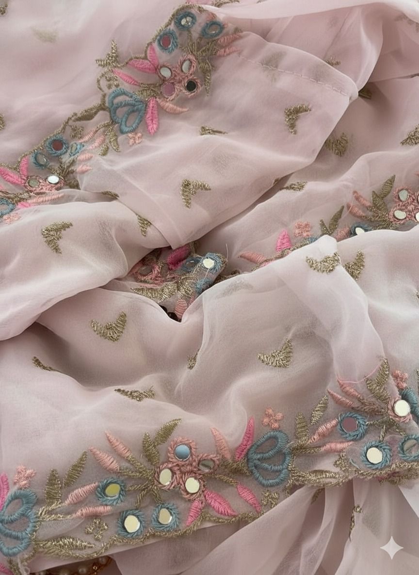 Pink Pure Soft Heavy Faux Georgatte Saree