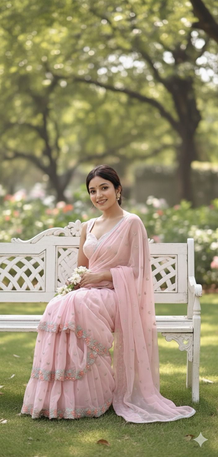 Pink Pure Soft Heavy Faux Georgatte Saree Georgette Saree Anant Tex Exports Pvt.Ltd..