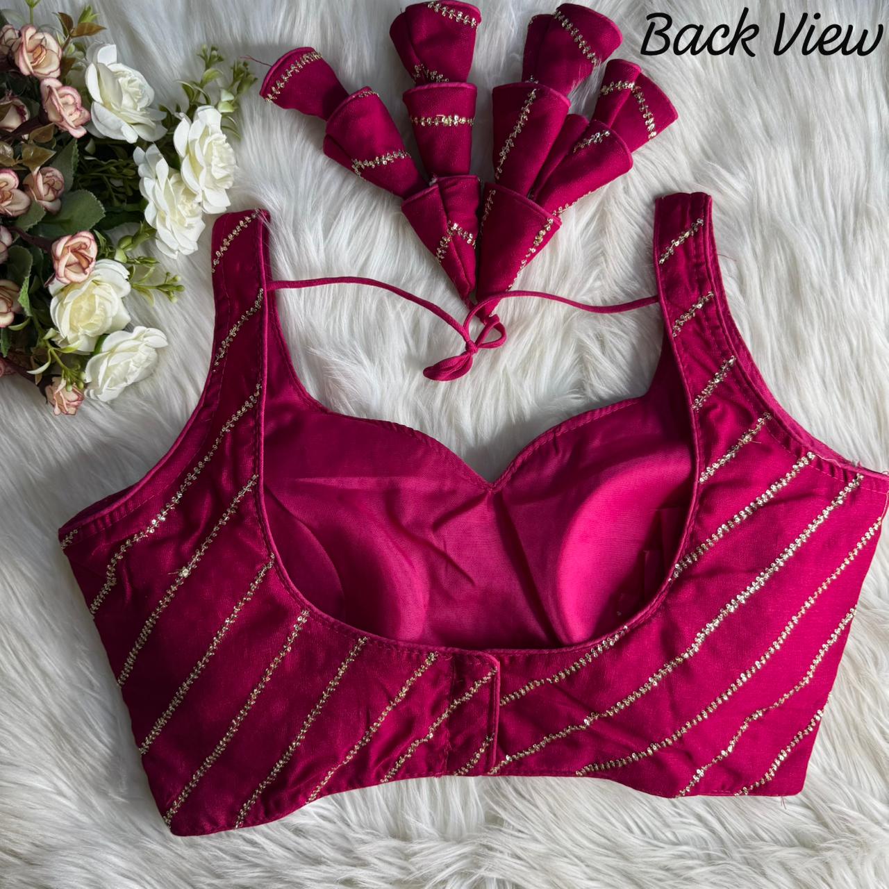 Rani Pure Heavy Pure Vichitra Silk Sleeveless Blouse