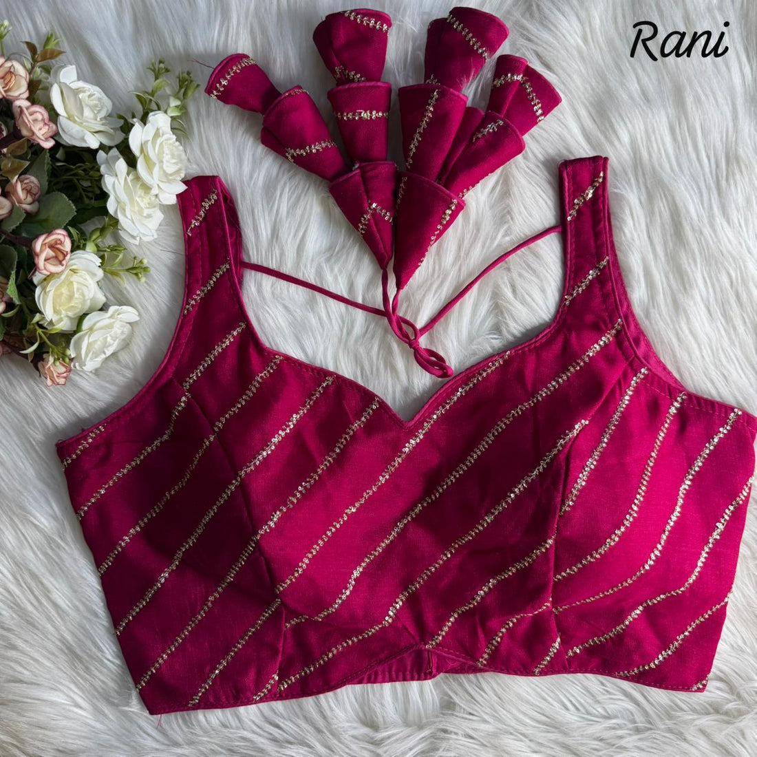 Rani Pure Heavy Pure Vichitra Silk Sleeveless Blouse Sleevless Blouse Anant Tex Exports Pvt.Ltd..