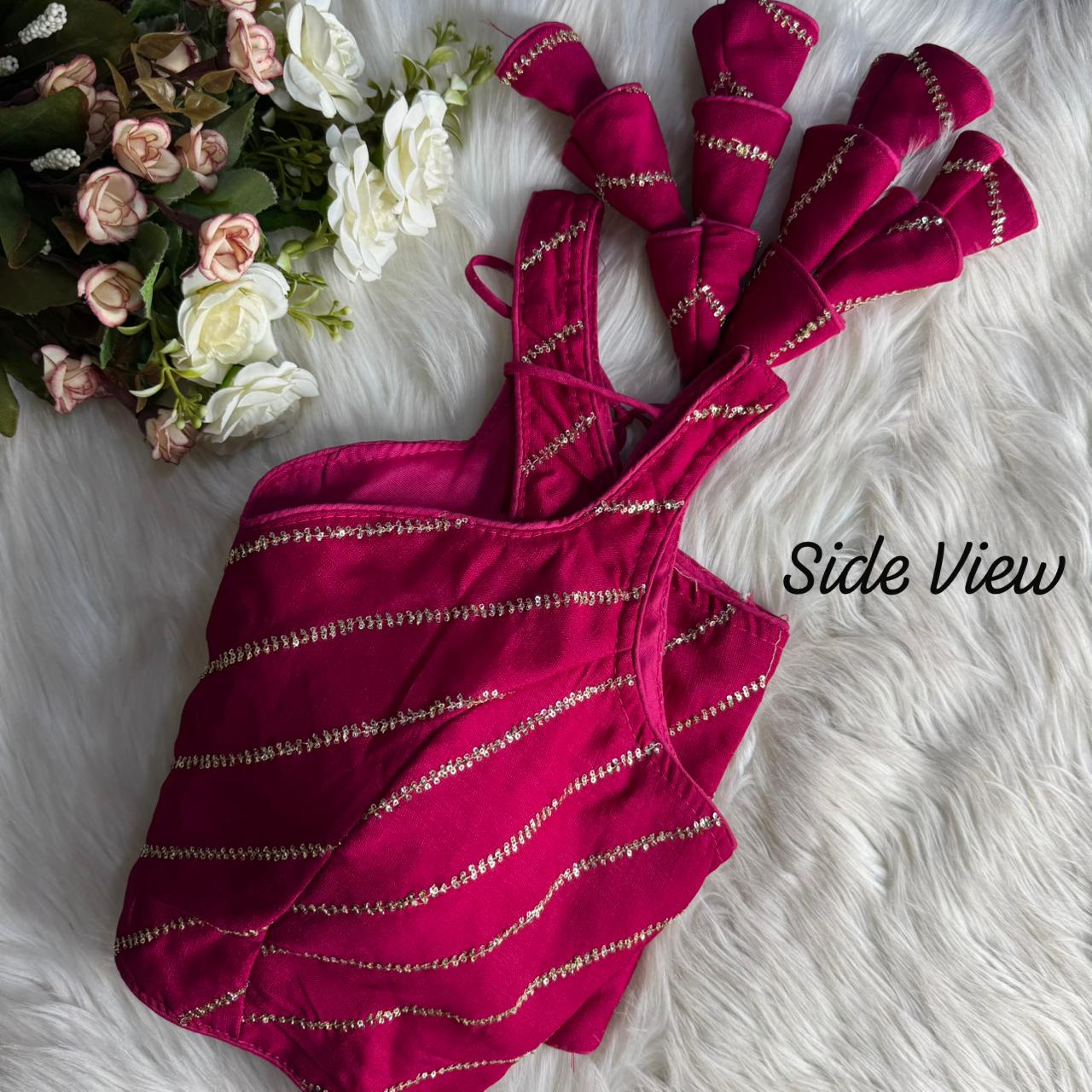 Rani Pure Heavy Pure Vichitra Silk Sleeveless Blouse