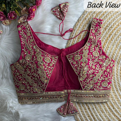 Rani Pure Roman Silk Sabyasachi Style Sleeveless Blouse Sleevless Blouse Anant Tex Exports Pvt.Ltd..