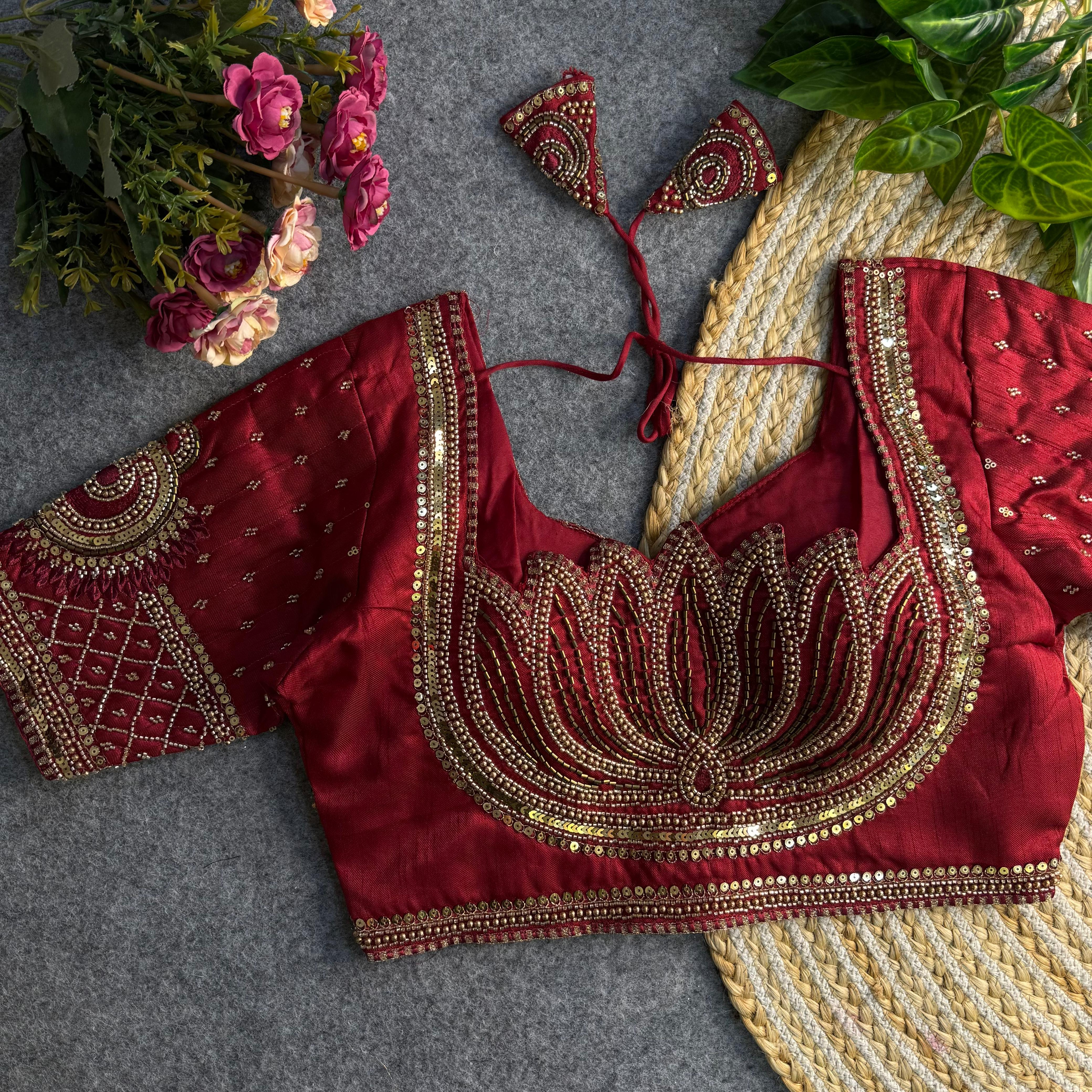 Maroon Pure Soft Italian Silk Sabyasachi Style Bridal Blouse