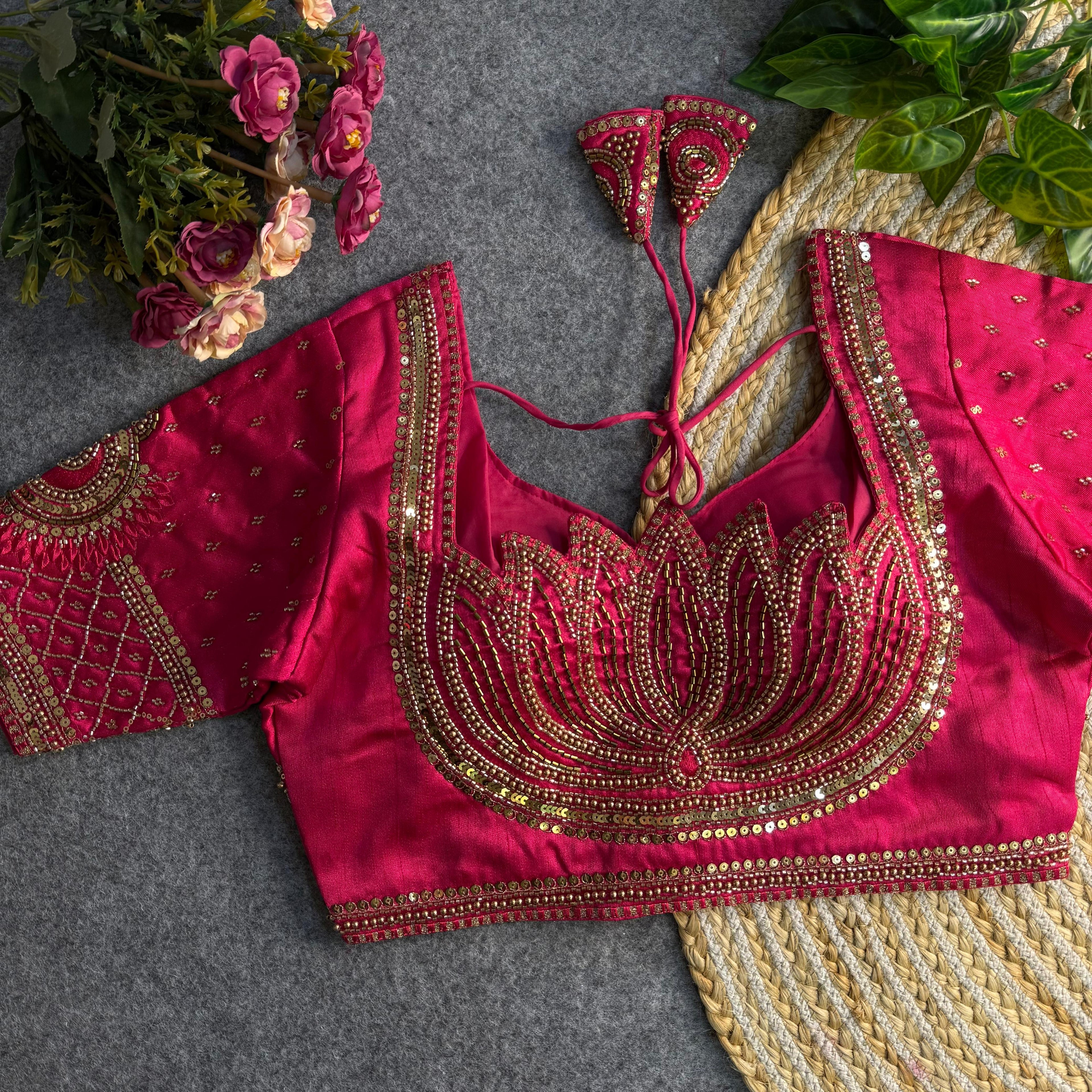 Rani Pure Soft Italian Silk Sabyasachi Style Bridal Blouse Sleevless Blouse Anant Tex Exports Pvt.Ltd..