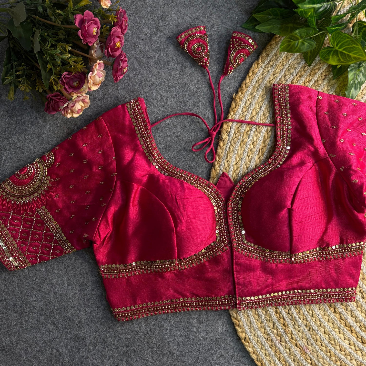 Rani Pure Soft Italian Silk Sabyasachi Style Bridal Blouse Sleevless Blouse Anant Tex Exports Pvt.Ltd..