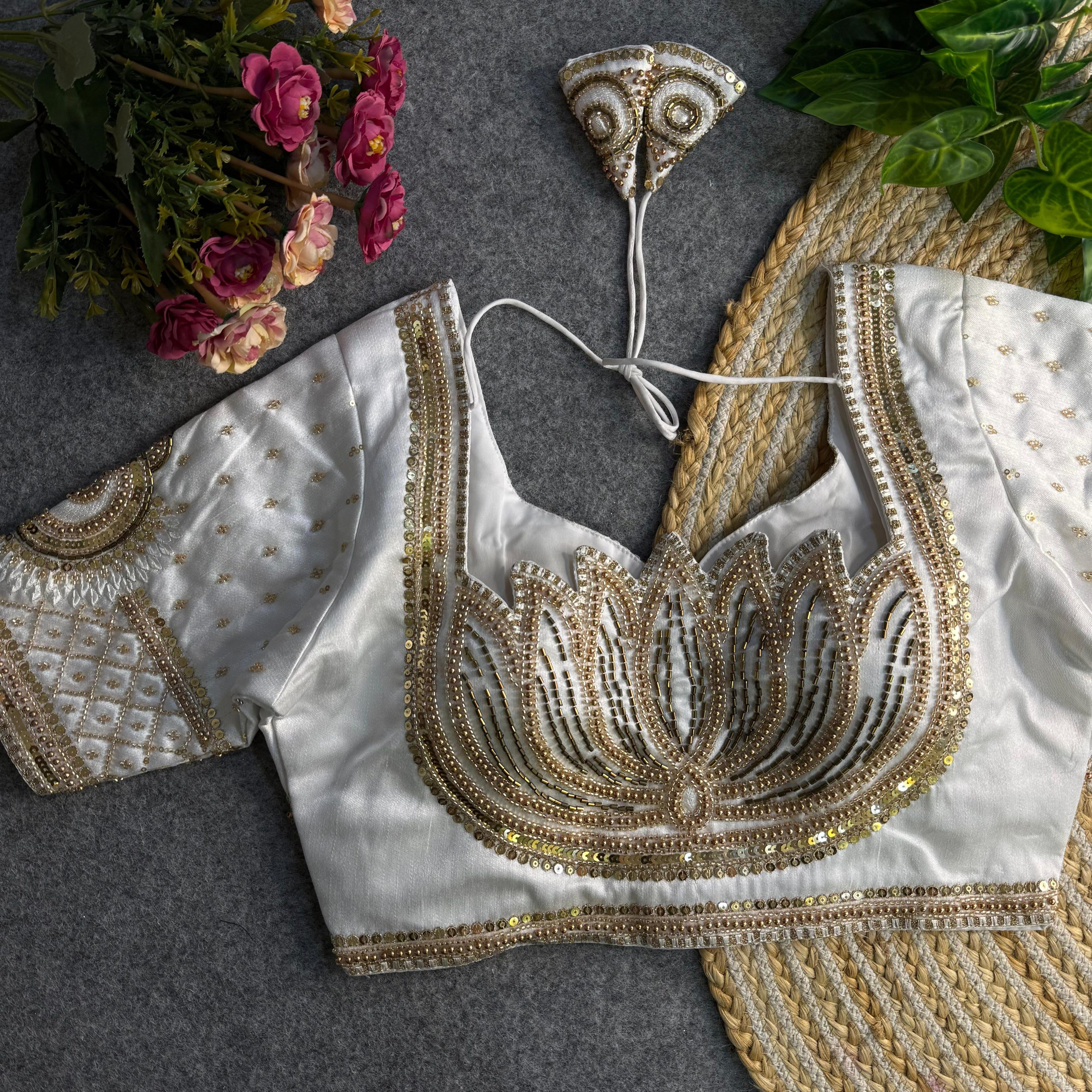 White Pure Soft Italian Silk Sabyasachi Style Bridal Blouse Sleevless Blouse Anant Tex Exports Pvt.Ltd..