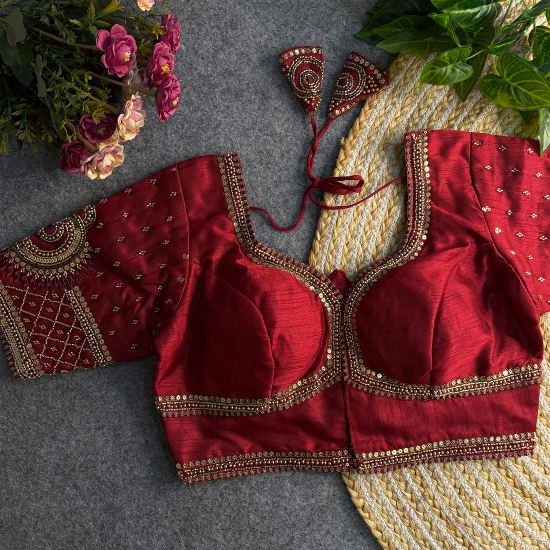 Maroon Pure Soft Italian Silk Sabyasachi Style Bridal Blouse Sleevless Blouse Anant Tex Exports Pvt.Ltd..