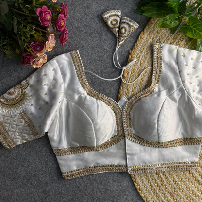 White Pure Soft Italian Silk Sabyasachi Style Bridal Blouse Sleevless Blouse Anant Tex Exports Pvt.Ltd..