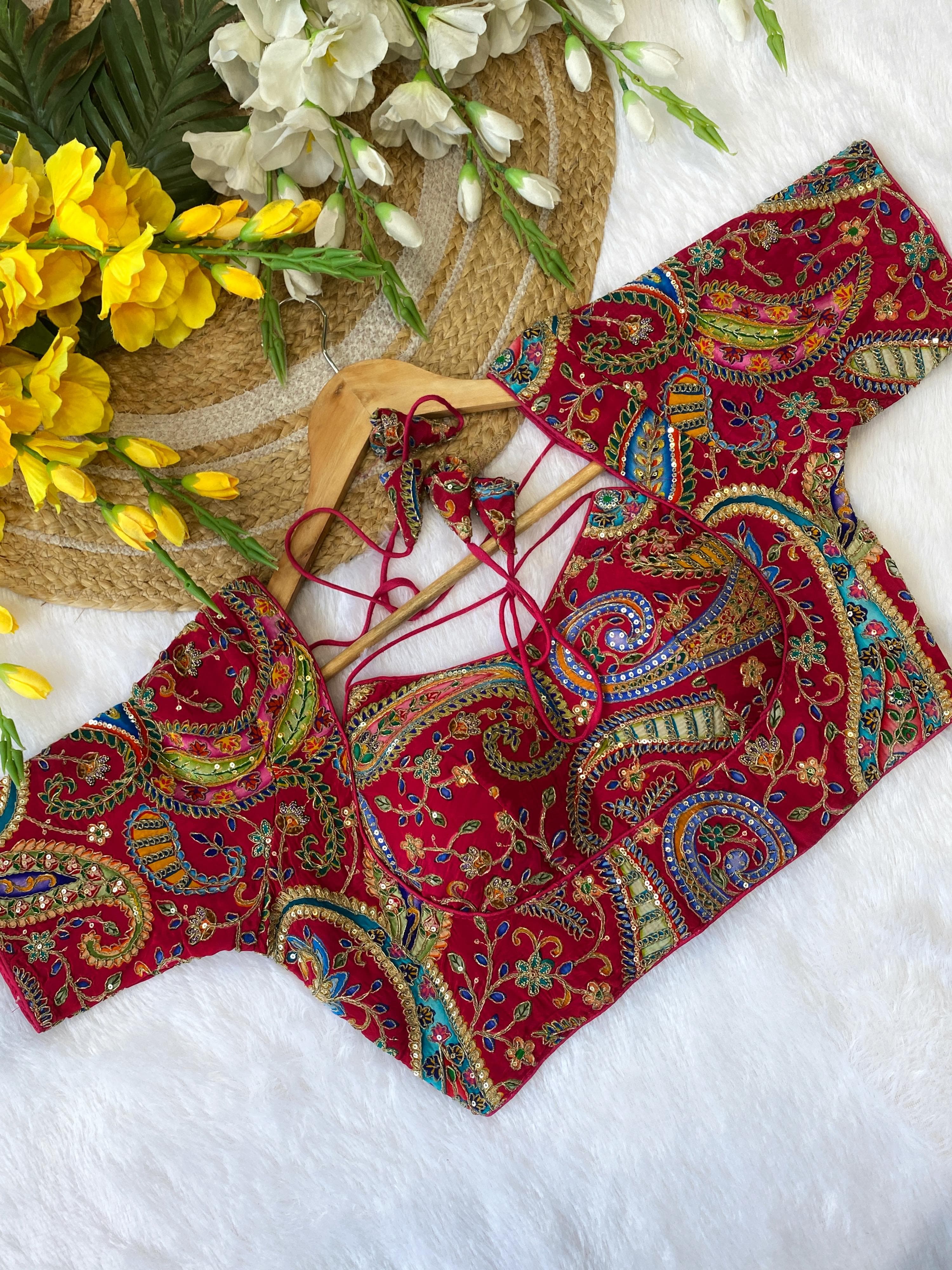 Red Pure Soft Indo Cotton Silk Bridal Blouse