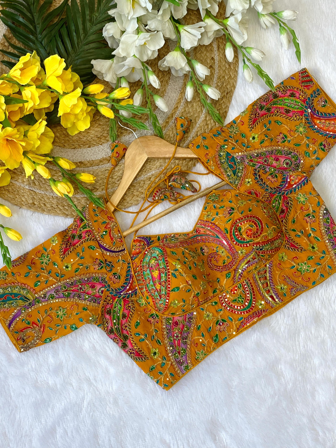 Yellow Pure Soft Indo Cotton Silk Bridal Blouse Sleevless Blouse Anant Tex Exports Pvt.Ltd..
