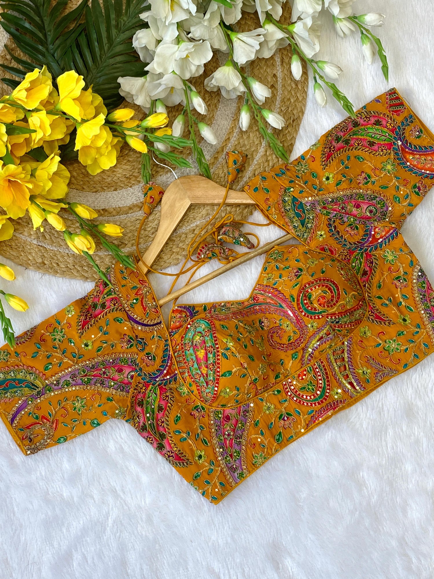 Yellow Pure Soft Indo Cotton Silk Bridal Blouse Sleevless Blouse Anant Tex Exports Pvt.Ltd..