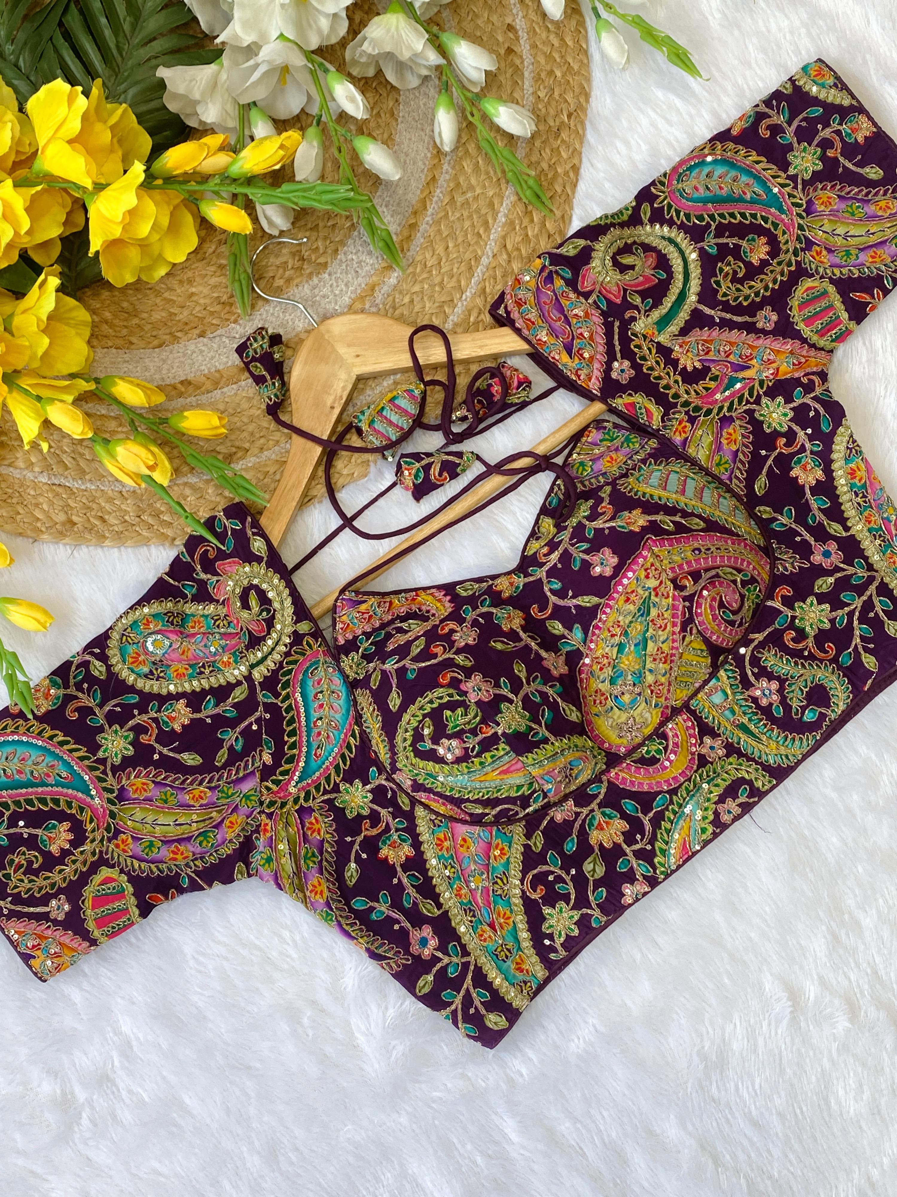 Wine Pure Soft Indo Cotton Silk Bridal Blouse