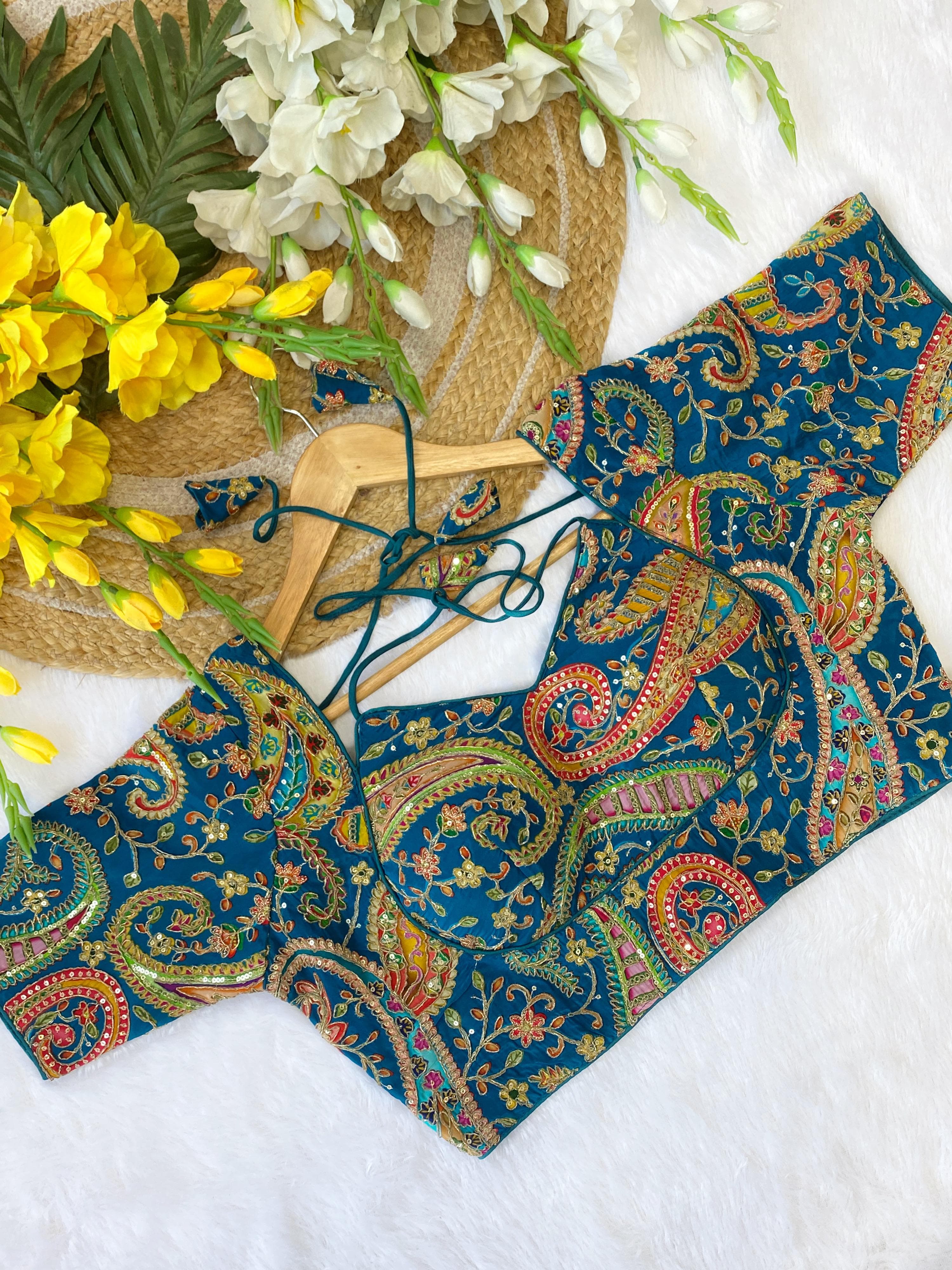 Sky Blue Pure Soft Indo Cotton Silk Bridal Blouse